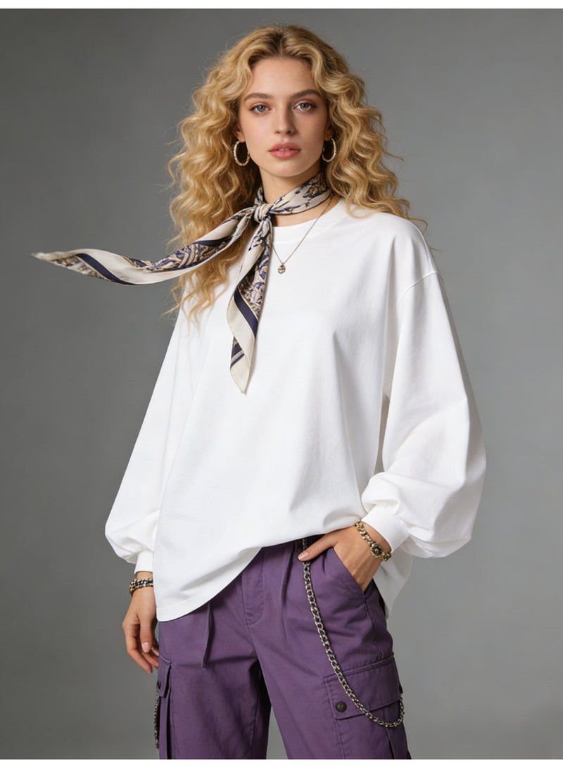 oversize 100% pure cotton long sleeve T-shirt | unisex casual basic T-shirt, suitable for daily and outdoor sports. - Image 3
